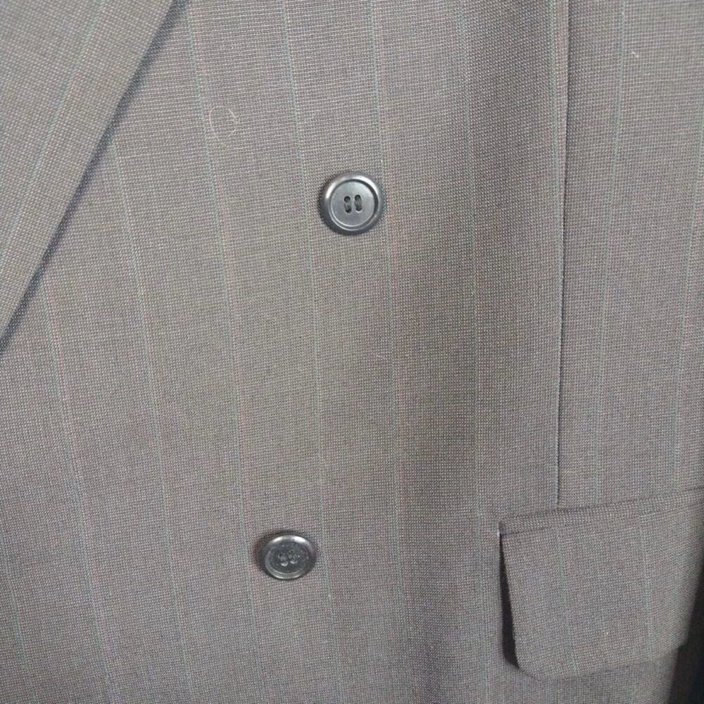 London Square 2 Piece Dress Suit Mens Size 42R Blazer 36x31 Pants Grey Striped - Picture 3 of 7